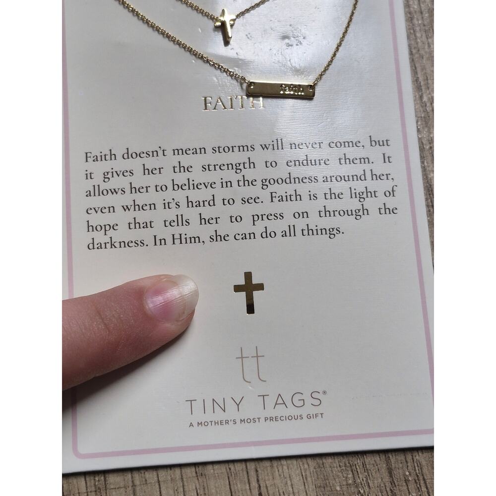 Target Beautiful 2 Piece 14K Gold Necklace Set 16" +2" Cross & "Faith" Bar s28 - Picture 4 of 6